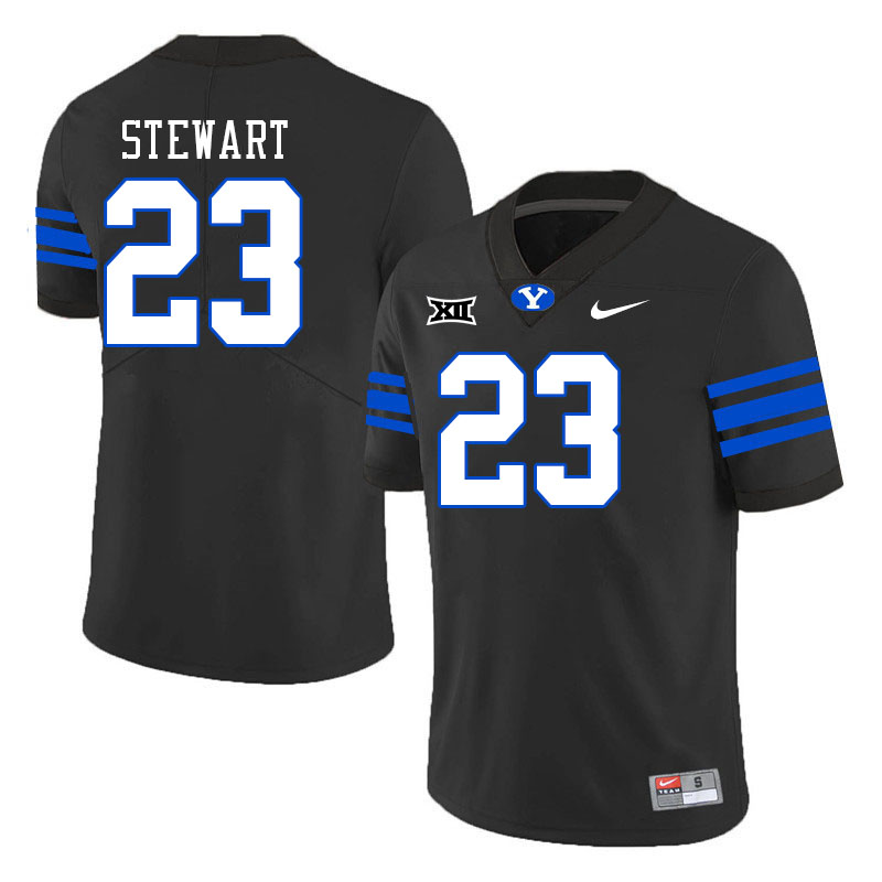 Men #23 Darrien Stewart BYU Cougars College Football Jerseys Stitched Sale-Black